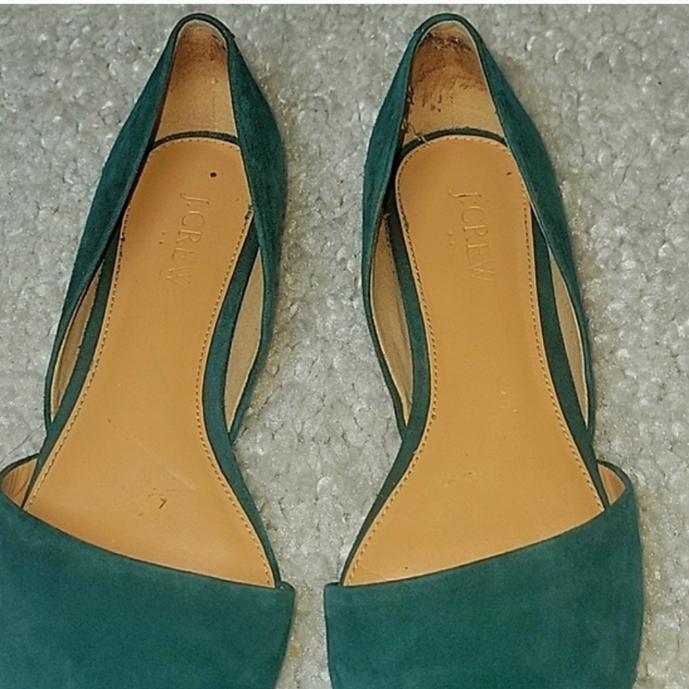J CREW FACTORY Green D Orsay Flats Size 7.5 - Picture 8 of 12
